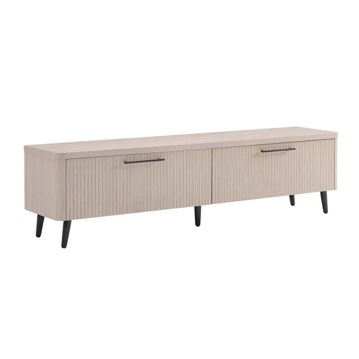 Jodie Mid-Century Modern 69\" Fluted TV Stand in Whitewashed Oak