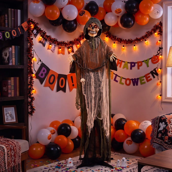 5.6ft Animated Halloween Grim Reaper, Halloween Animatronics
