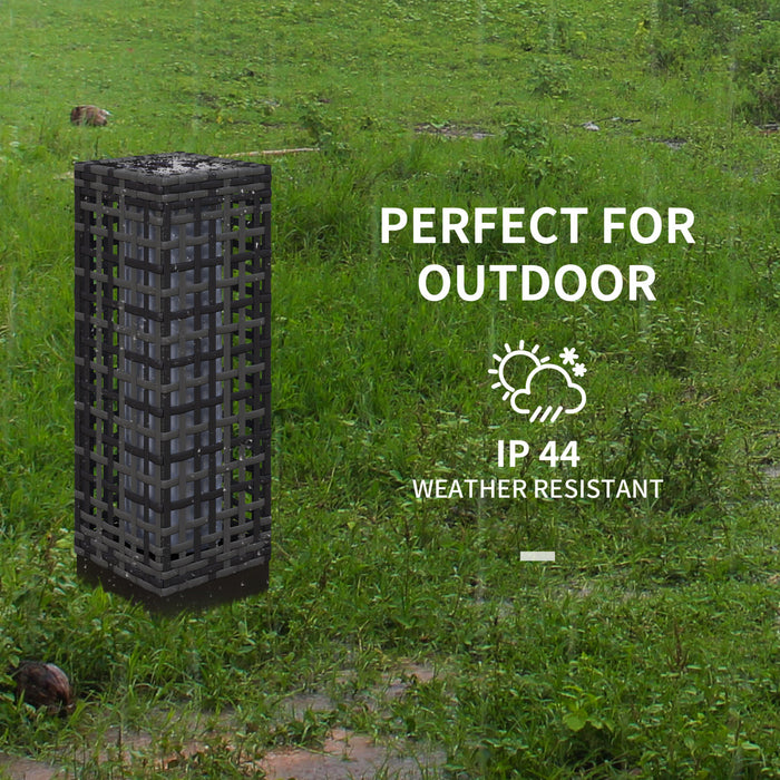 Outsunny Wicker Solar Floor Lamp, Solar Powered Outdoor Lamp with Auto On/Off LED Lights, IP44 Waterproof, Decorative Outdoor Solar Lantern for Patio, Porch, Pathway, Grey