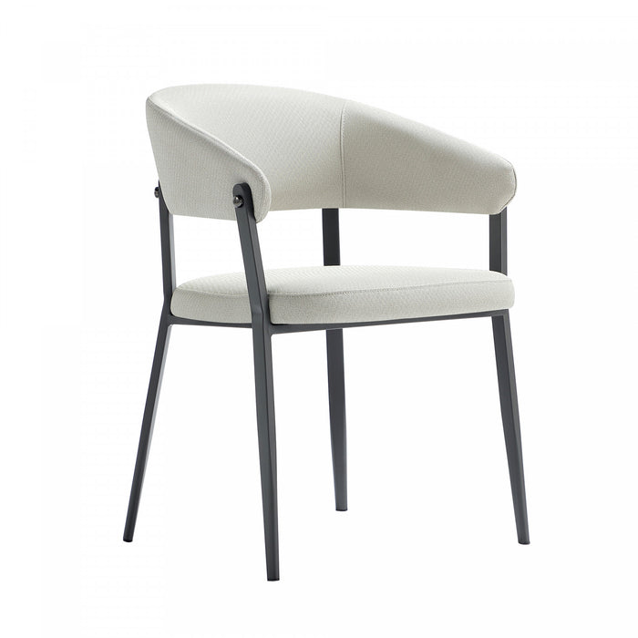 Belle Modern Metal Upholstered Dining Chair in Oatmeal - Set of 4