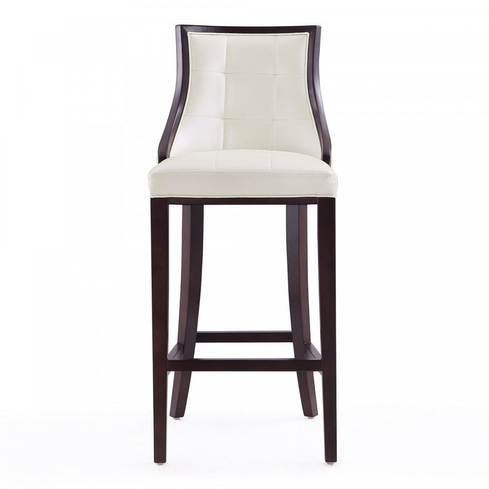 Fifth Avenue Traditional Wood Upholstered Barstool in Pearl White - Set of 2