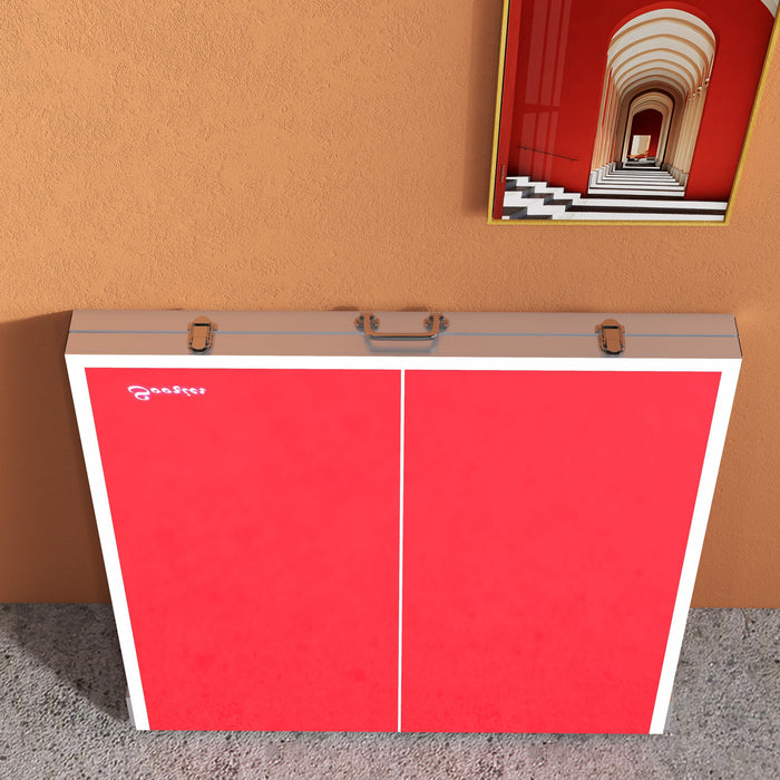 Soozier Ping Pong Table Set With Net Paddles Balls For Outdoor Indoor Red