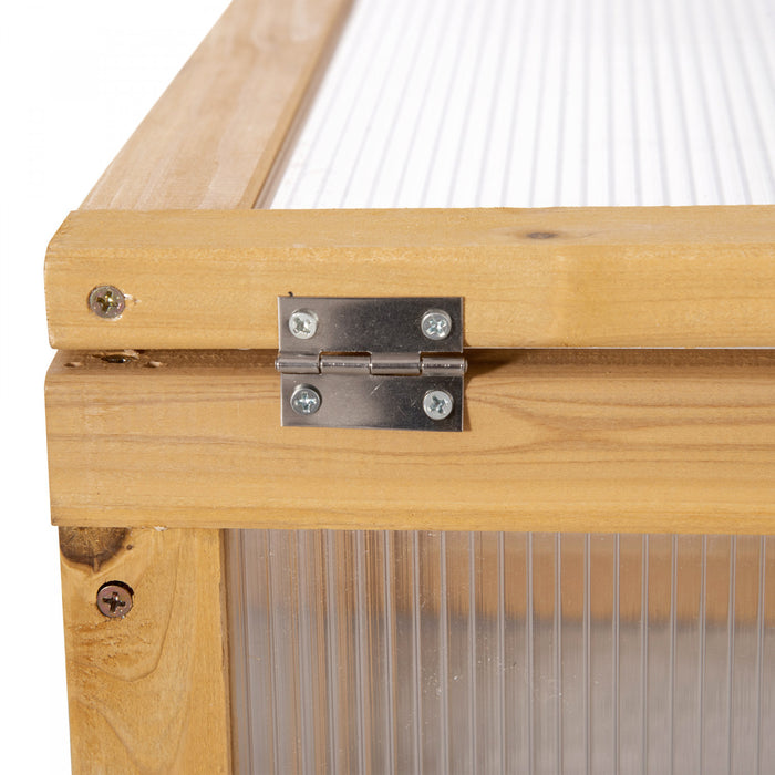 Outsunny Wooden Cold Frame Greenhouse Garden Portable Raised Planter With Openable Top For Indoor, Outdoor, Flowers, Vegetables, Plants, 35.5\"x23.5\"x15.75\", Light Brown