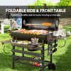 Outsunny 29" Charcoal BBQ Grill with Foldable Front Side Table, Barbecue Grill with Spacious Cooking Area, Shelf, Lid, Thermometer, Wheels for Outdoor Cooking, Patio Backyard Party
