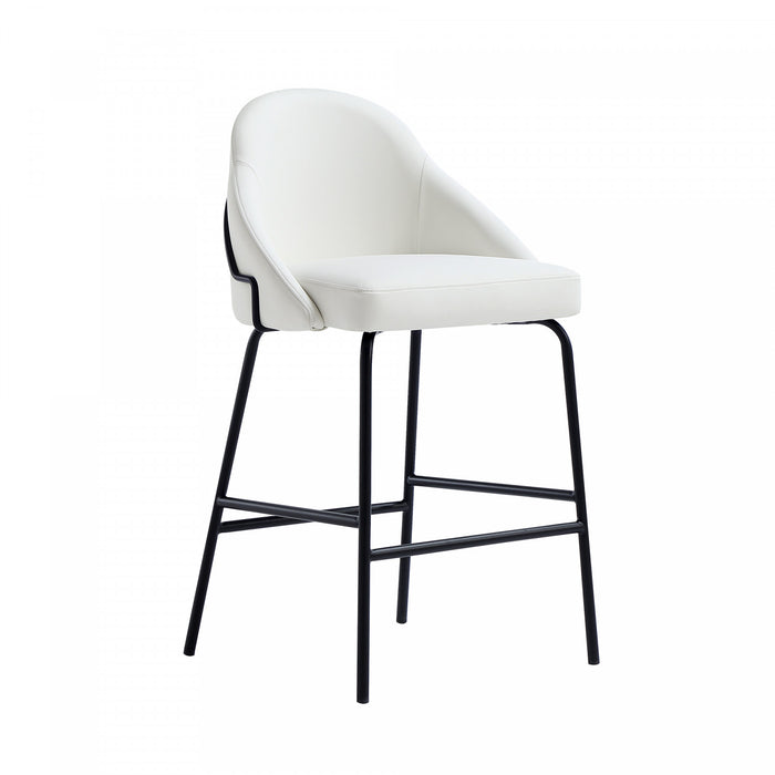 Gracie Modern Metal Upholstered Counter Stool in White and Black - Set of 2