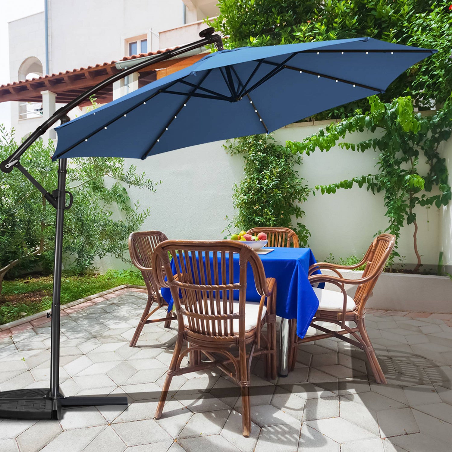 costway 10ft patio offset umbrella Solar Powered LED 360Degree Rota CARDO PACKTALK-S for SHOEI Equipped with protective rib Color:Ombre Dot 0196222980098