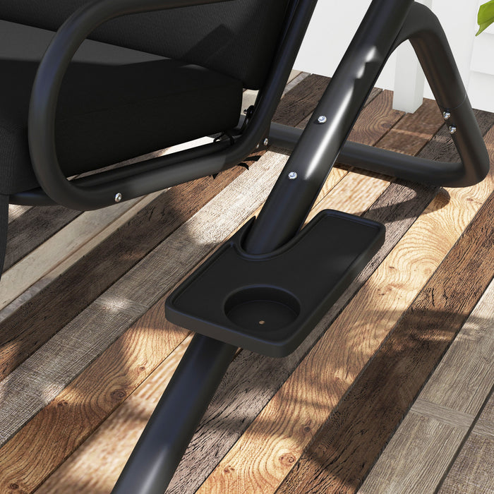 Outsunny 2-seat Patio Swing Chair W/ Removable Canopy & Cup Holders, Black