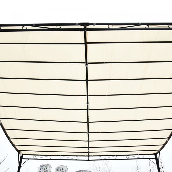 Outsunny 10'x10' Steel Gazebo Canopy Patio Outdoor Portable Sun Shelter Door Porch Cover Cream White