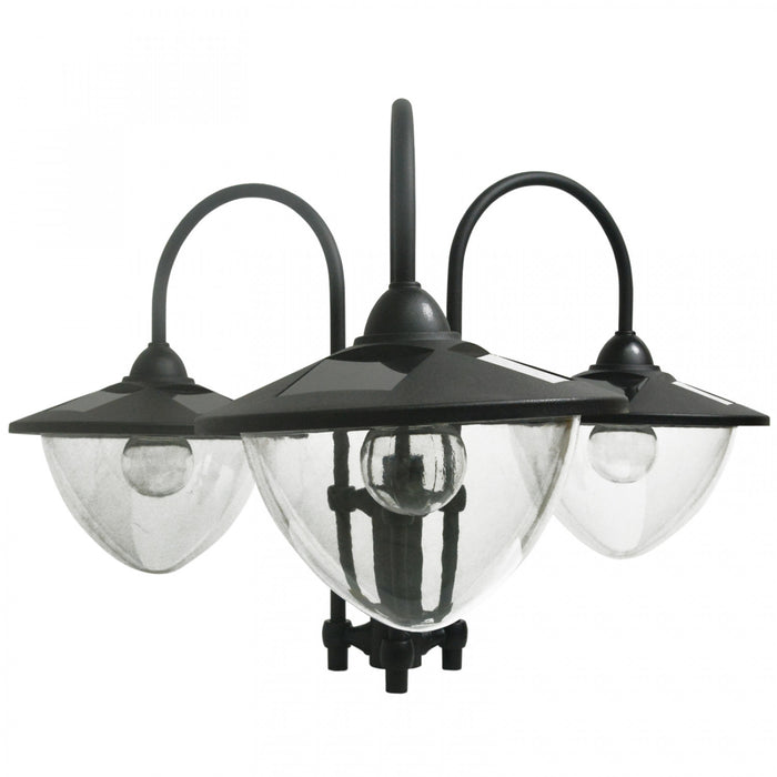 Outsunny 3-head LED Solar Light Lamp Street Light Post With Planter, Solar-powered Lamp Post, Black