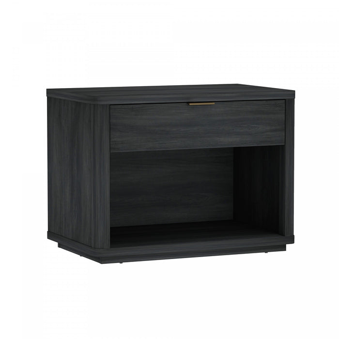 Evelyn Modern 32\" Nightstand in Charcoal Gray (1-Drawer) - Set of 2
