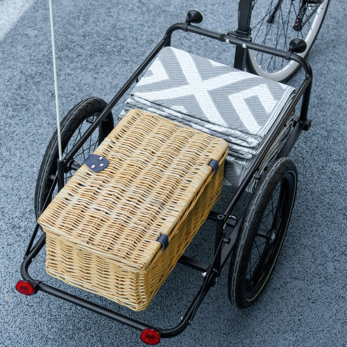 Aosom Bike Cargo Trailer, Bicycle Trailer Wagon Cart With Removable Storage Box, Quick Release 16\" Wheels And Safe Reflectors, Max Load 88lbs