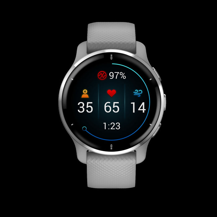 Garmin Venu® 2 Plu Smartwatch - Fitness Tracker, Silver Stainless Steel Bezel With Powder Gray Case