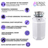 BrightDIAMOND 3/4HP Quietest Waste Disposer, LED Cabinet Light, Corded & Air Switch, MoonStone - WDD075TA2MS Food Disposer | BrightDIAMOND 3/4 HP Broyeur ultra-silencieux, DEL sous armoire, cordon/interrupteur, Blanc- WDD075TA1BO