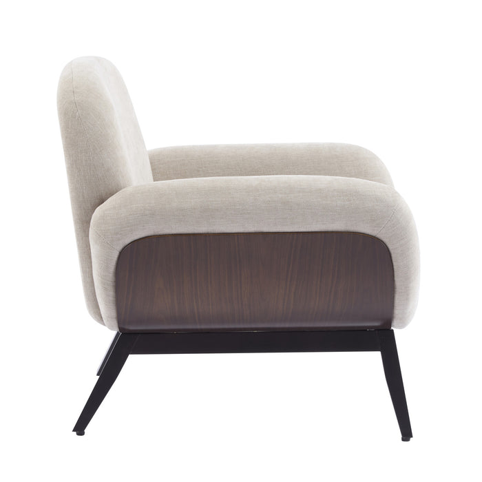 Audrey Solid Wood Ergonomic Accent Armchair with Fabric Upholstery,Tan Accent Chair