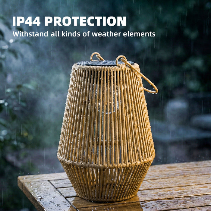 Outsunny Solar Lanterns Outdoor, 2 Pack Wicker Waterproof Outdoor Hanging Lights, Auto On/Off Decorative Solar Table Lamp Lanterns for Patio, Pathway, Lawn, Porch, Tree, Brown