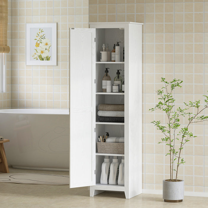 HOMCOM 67\" Kitchen Pantry, Storage Cabinet with Barn Door, White