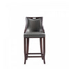 Emperor Traditional Wood Upholstered Barstool in Graphite - Set of 3 | Tabouret de bar en bois traditionnel Emperor avec assise rembourree, graphite - Lot de 3