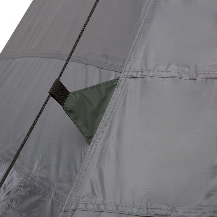 Outsunny 6 Men Teepee Tent, Camping Family Tent With Carrying Bag, Grey