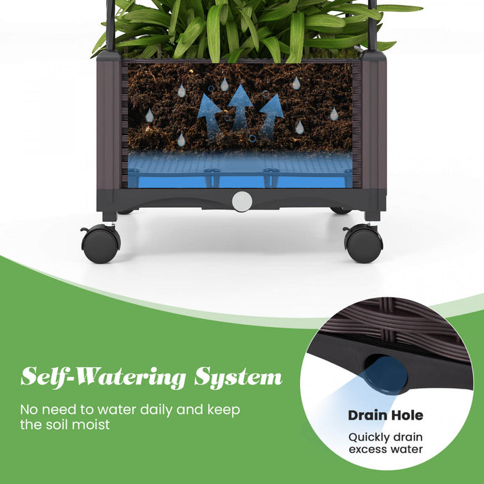 Costway 1 Pcs 67\" Planter Raised Garden Bed With Planter Box &trellis Adjustable Height