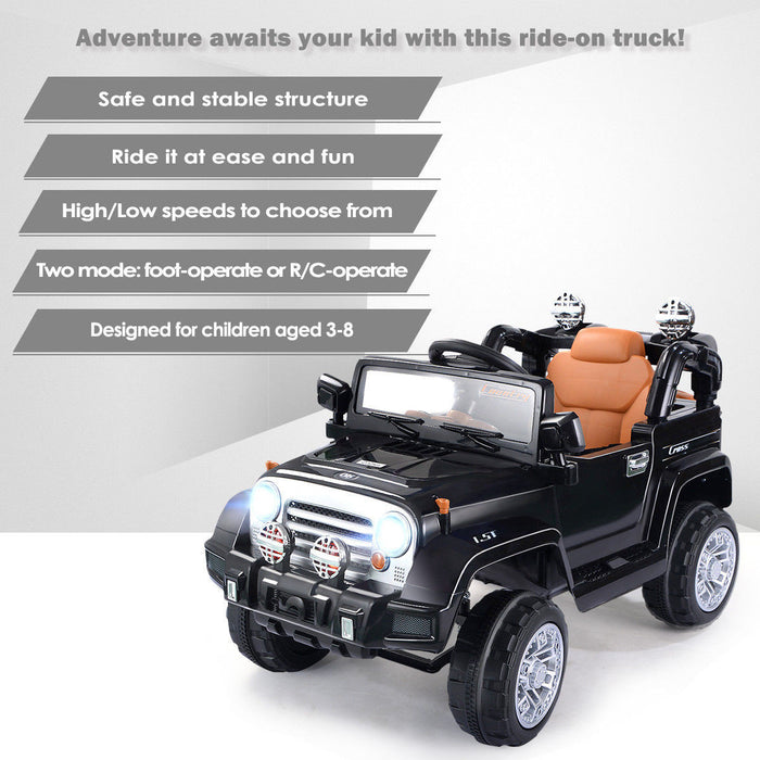 Costway 12v Mp3 Kids Ride On Truck Car Rc Remote Control W/ Led Lights Music