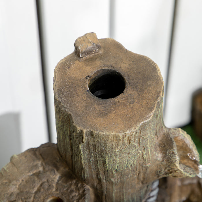 Outsunny Outdoor Fountain With Backyard Birdhouse Tree Trunk Design