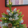 HOMCOM Set of 2 2ft Pre-Lit Artificial Christmas Trees, Xmas Tree, Green