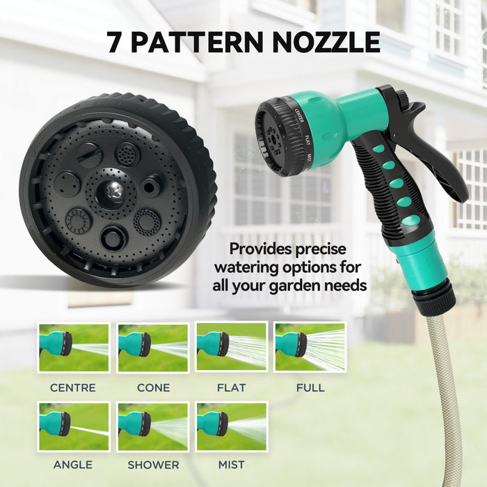 Outsunny Retractable Garden Hose Reel, 1/2 in x 65ft Wall Mounted Water Hose Reel with 7- Function Sprayer Nozzle, Auto Rewind, Any Length Lock, 180° Swivel Bracket, Blue