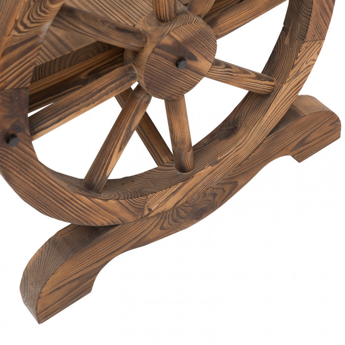 Outsunny Wooden Wagon Wheel Bench Rustic Design 2 Seater Garden Chair