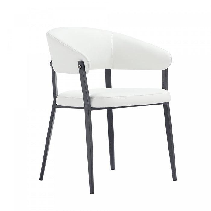 Belle Modern Metal Upholstered Dining Chair in White - Set of 4