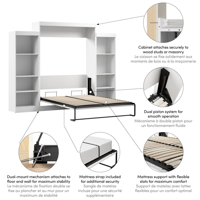 Bestar Edge Queen Murphy Bed with Closet Organizers (115 W) - White
