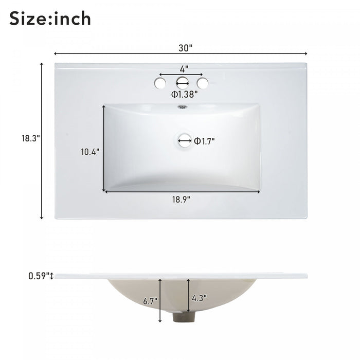 Felix 60 Inch Modern Double Bathroom Vanity with Ceramic Sink & Storage Cabinet, White