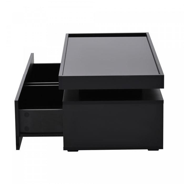 Aiden LED Coffee Table with Storage Drawers and App-Controlled Lighting,Black