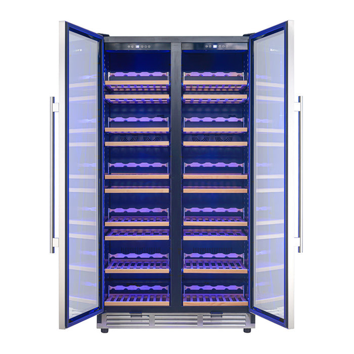 Forno Vernazza 40\"Side-by-Side Dual Zone Wine Cellar, 25.07 cu.ft Capacity, Stainless Steel- FWCDR6642-40S