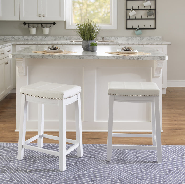 Claridge Fabric Backless Counter-Height Stool - White