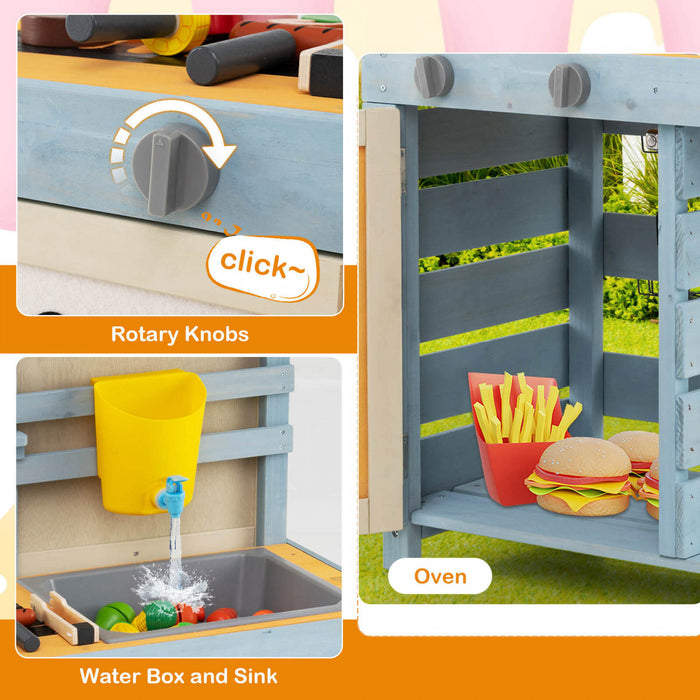 Costway 2 In 1 Wooden Mud Kitchen Outdoor Play Kitchen & Grocery Store With Sink