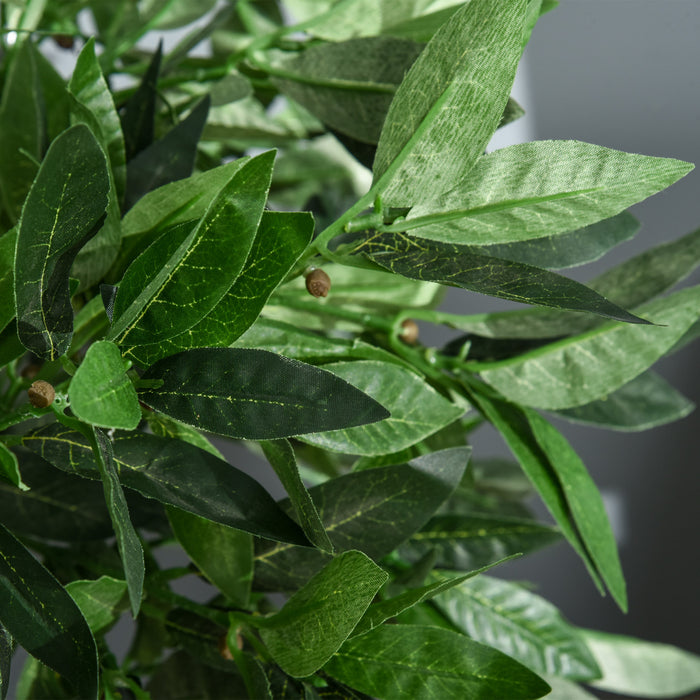 Outsunny 3FT Artificial Laurel Tree Set of 2, Lifelike Potted Fake Plant