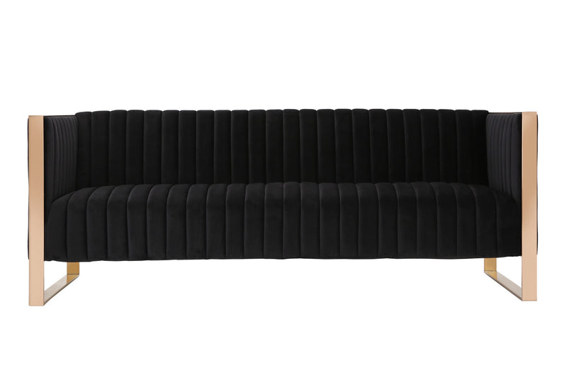 Trillium Mid-Century Modern 2-Piece Sofa Set in Black