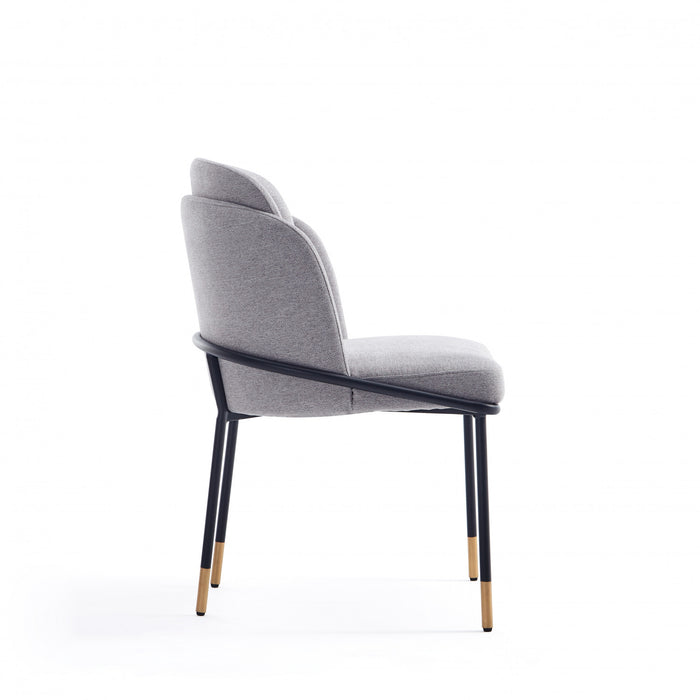 Flor Modern Metal Twill Weave Dining Chair in Gray - Set of 2