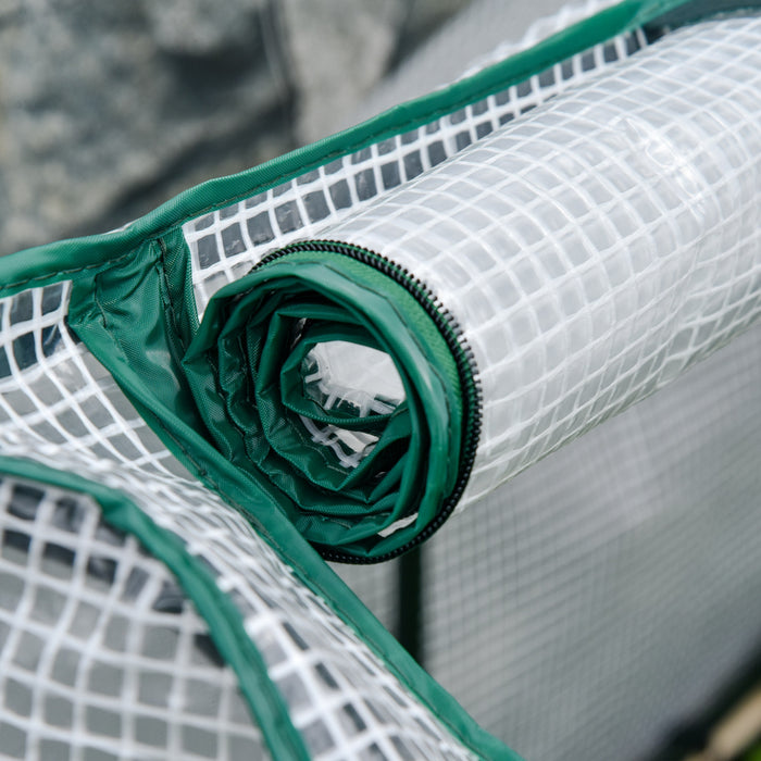 Outsunny Raised Garden Bed With Pe Greenhouse Cover Outdoor Elevated Wood Planter Box For Herbs And Vegetables, Use For Patio, Backyard, Balcony, 48 X 22 X 46 Inch, Natural