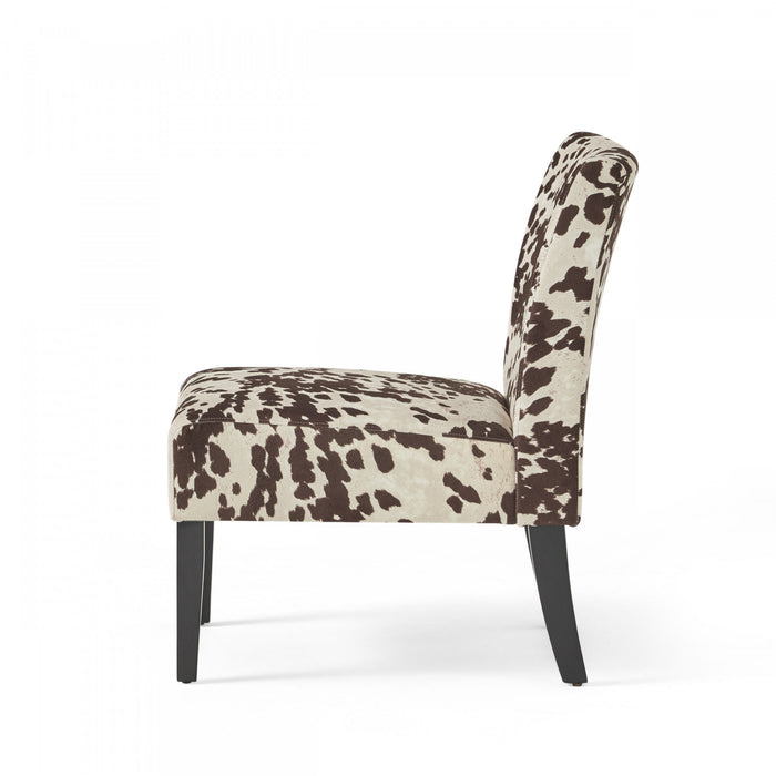 Oliver Linen-look Fabric Accent Chair Set Of 2 With Rubberwood Legs - Brown and White