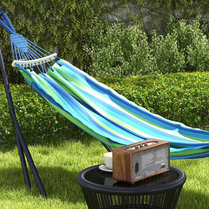 Outsunny Foldable Hammock Stand W/ Hammock, 2-in-1 Portable Hammock, Blue