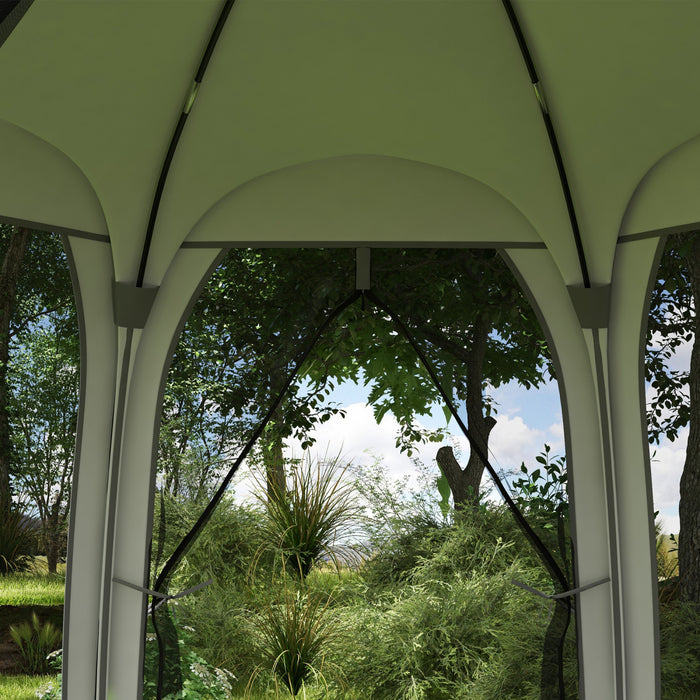 Outsunny 11' X 11.5' Screen Tent, Pop Up Gazebo With 2 Doors, Grey