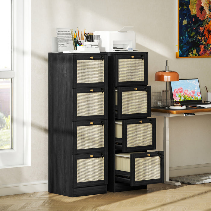 HOMCOM 4 Drawer File Cabinet Lockable Filing Cabinet for A4 Letter Black