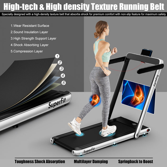 Superfit 2.25hp 2 In 1 Folding Treadmill W/ Speaker Remote Control App Silver