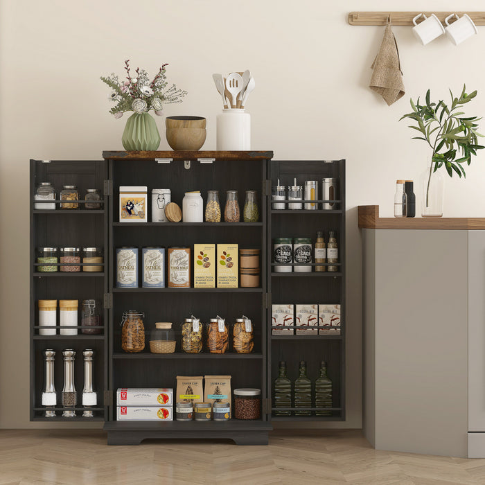 HOMCOM Kitchen Pantry Cabinet Storage Cabinet with Adjustable Shelves Black