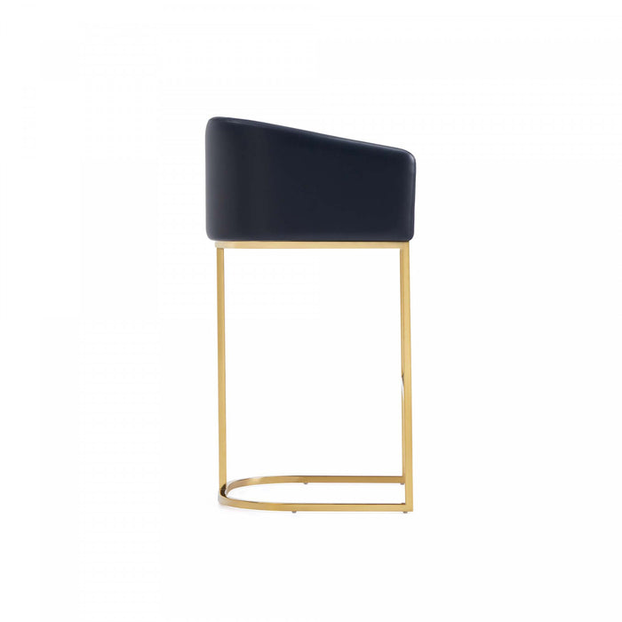 Louvre Mid-Century Modern Metal Upholstered Barstool in Black - Set of 3 Bar Stool