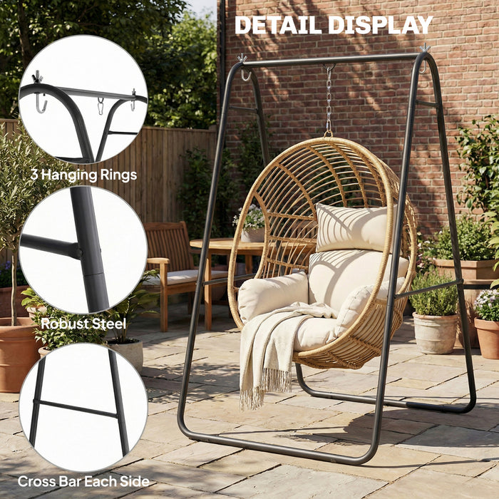 Outsunny Hanging Hammock Stand,Hammock Chair Stand Only, 330 LBS, Black
