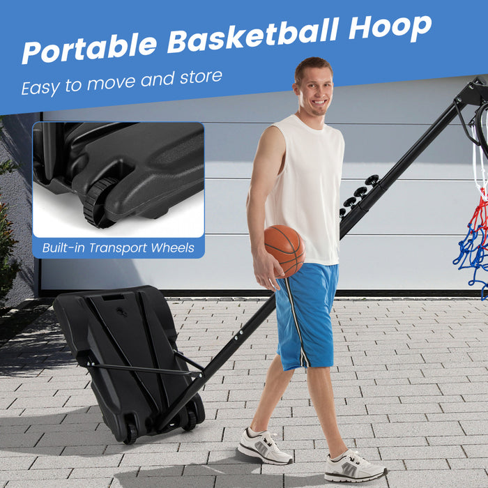 Costway 8.5-10ft Adjustable Basketball Hoop Goal With Fillable Base Wheel Shooting Practice