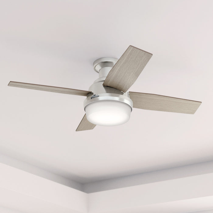 Dempsey Low Profile Ceiling Fan with Light Fixture - Grey