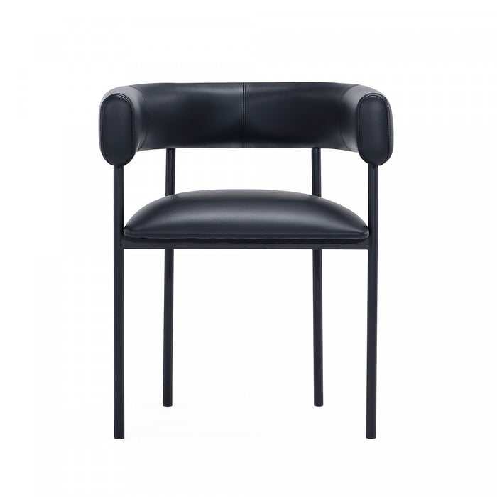 Onda Contemporary Vegan Leather Metal Dining Chair in Black